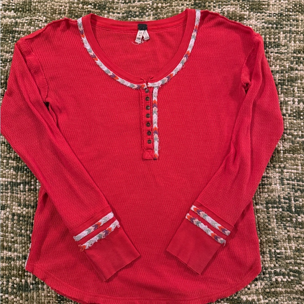 WE THE FREE! THERMAL RAINBOW EMBROIDERED LONG SLEEVE TOP1 SIZE M - Picture 3 of 8